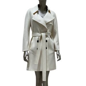 Louis Vuitton White Wool Double Breasted Coat - Size 36